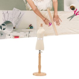 Fdit Mini Female Mannequin Torso, Height Adjustable, Clip-on Female Dress Shape for Clothing Display with Stand Sewing Accessories