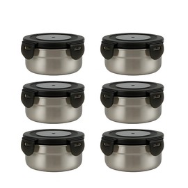 Hpngal [6 Pack 4 Oz Small Condiment & Dip Containers with Leakproof Lids, Reusable Stainless Steel Bento Box Sauce Cups for Lunches, Picnics & Kitchen Storage (6pcs)