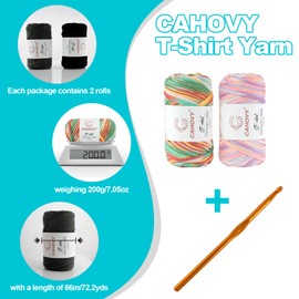 CAHOVY 2 Pack T-Shirt Yarn Crochet Yarn for Beginner Crochet Bags/Basket/Coaster,400g/110yds High Elastic Polyester Thick Tshirt White Yarn
