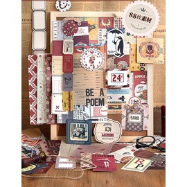 Collage Material Flake Stickers 88 Stickers Retro Design Paper English Background Paper Memo Paper Card Envelope Notebook Stationery Junk Journal Decor Stickers - Joy of Cocoa