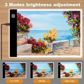 Light Table A4 Light Pad 3 Levels of Brightness LED Pad for Diamond Painting Pauses with Light Pad Light Table Light Plate Light Pad LED Drawing Board Diamond Painting Light Table
