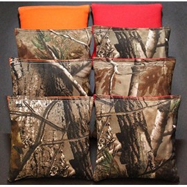 BackYardGamesUSA Cornhole Bean Bags Orange & Red Camo Camouflage 8 ACA Regulation Hunting Fishing Bags