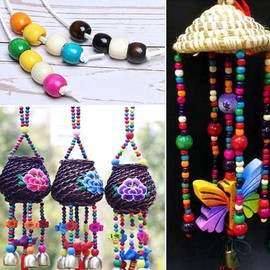 200Pcs Large Hole Wood Beads, BetterJonny 16x17mm Barrel Beads Assorted Color Hair Braid Beads Natural Wooden Spacer Beads Bulk for Macrame Rosary Bracelet Jewelry Craft Making