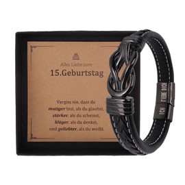 Birthday Gift Boy, Bracelet Boys Teenager Birthday Gifts with Text, Teenager Boys Gift Birthday, Leather Bracelet Birthday Gifts for Boys, One size, Leather, No Gemstone