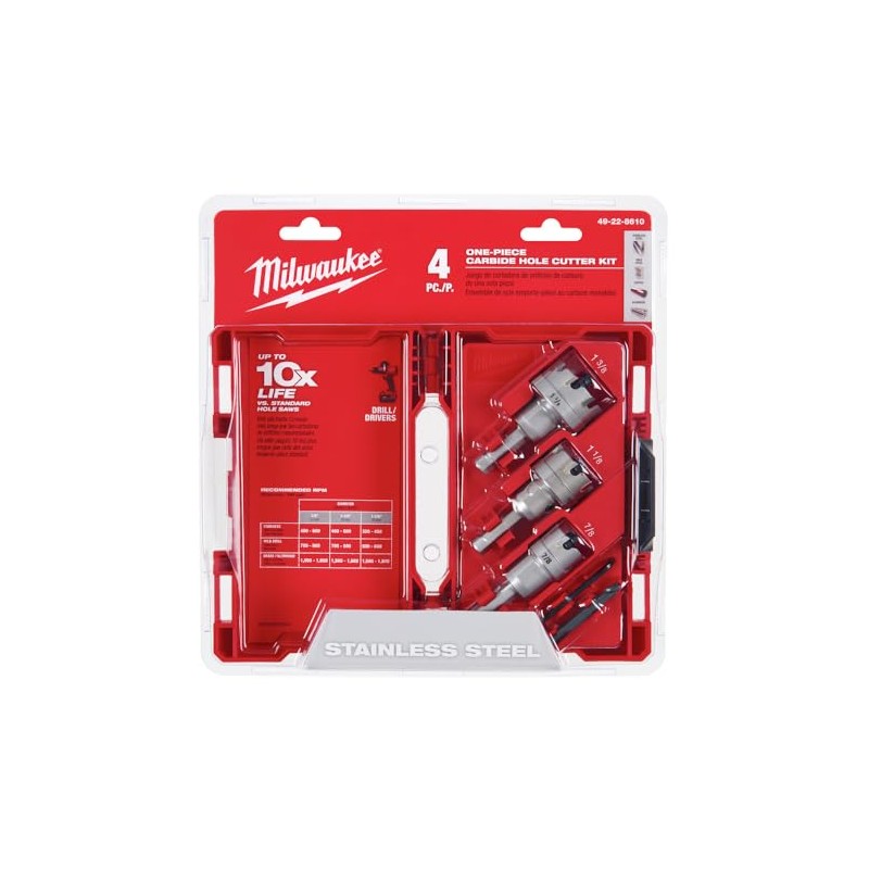 Milwaukee 49-22-8610 One-Piece Carbide Hole Cutter 4-Piece Set