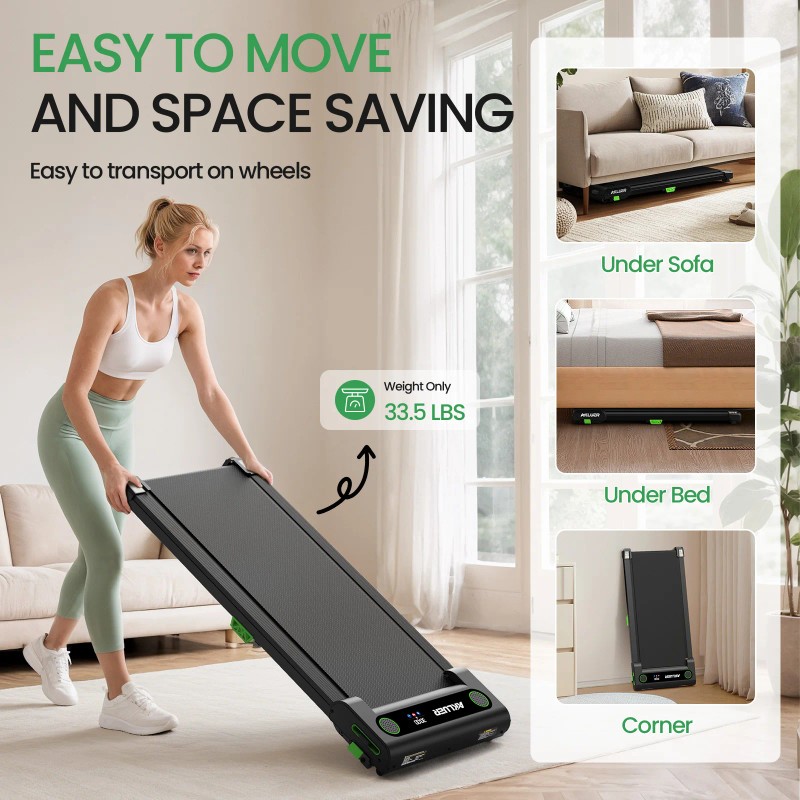 AKLUER Compact Walking Pad LED Screen Quiet Motor Space Saving