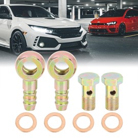 MACHSWON 2 Sets Car Banjo Hose Barb Screw Fittings for Motorcycle 10mm Bolt Washer Kit Metal
