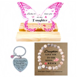 Daughter Gifts - Thoughtful Daughter Birthday Gifts, Gifts for Daughter, Gifts for Daughters Adult, Meaningful Gift for Daughter with Butterfly Decor (Pink, Daughter)