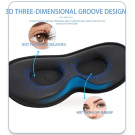 RUIHANXING Sleep Eye Mask for Women Men Side Sleepers, Zero Eye Pressure 3D Contoured Sleeping Mask, 99.9% Light Blocking Night Blindfold, Soft Eye Shade Cover for Travel, Naps, Meditation, Black