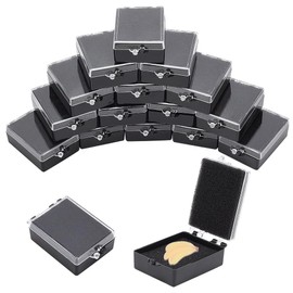 BENECREAT 30pcs Black Plastic Brooch Storage Boxes, 2.6x1.7x0.88inch Small Jewelry Brooch Storage Holder with Protective Foam for Displaying Necklaces, Medals, Bangles