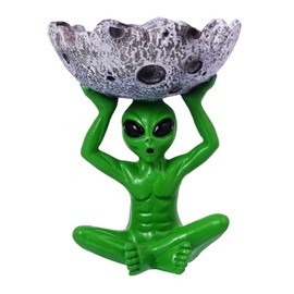 Alien Ash Tray, Alien Holding Moon Design Ash Tray for Home and Office use, Ash Tray for indoor and outdoor use, Ash Holder for Smokers, Desktop Smoking Ash Tray for Decoration - Green