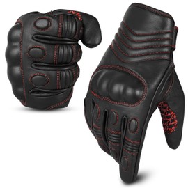 aaasportx Motorcycle Gloves Men's Leather with Touchscreen Function - Protectors Motorcycle Gloves Men & Women Breathable Motorcycle Gloves with Non-Slip Pads (Medium)