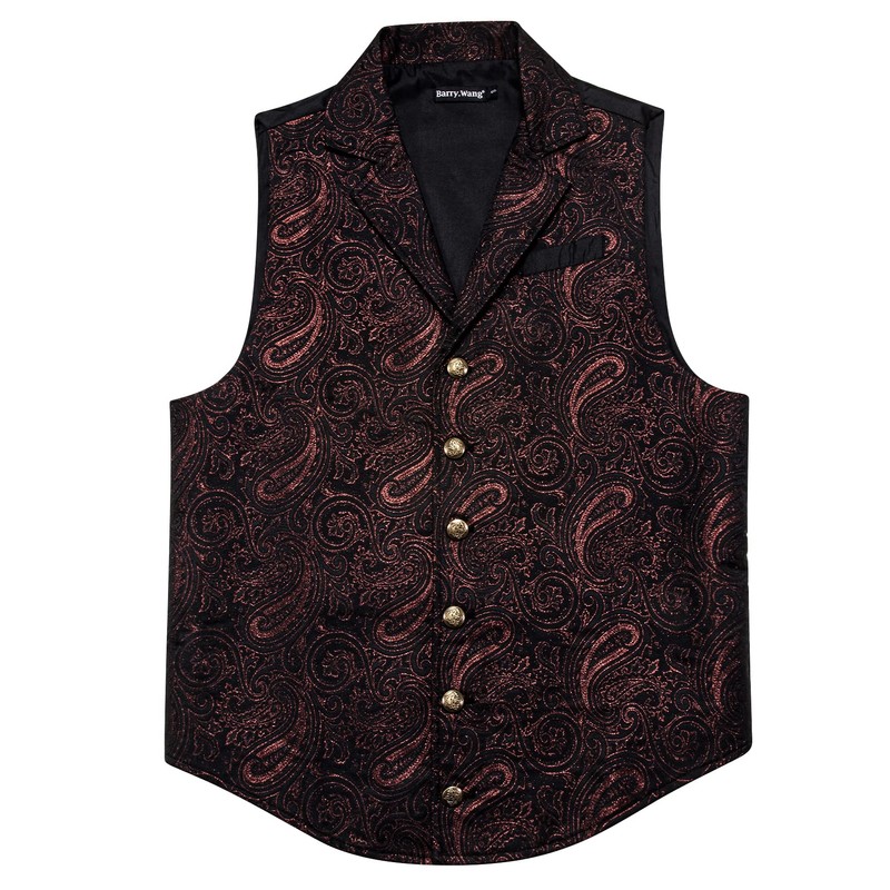 Barry.Wang Mens Victorian Suit Vest Paisley Steampunk Gothic Waistcoat Retro