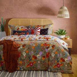 furn. La Vida Festive Reversible Duvet Cover Set - Single - Multicolour