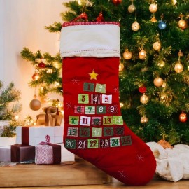 Unbranded Large 32" Felt Stocking Advent Calendar - Classic Countdown to Christmas, Decor