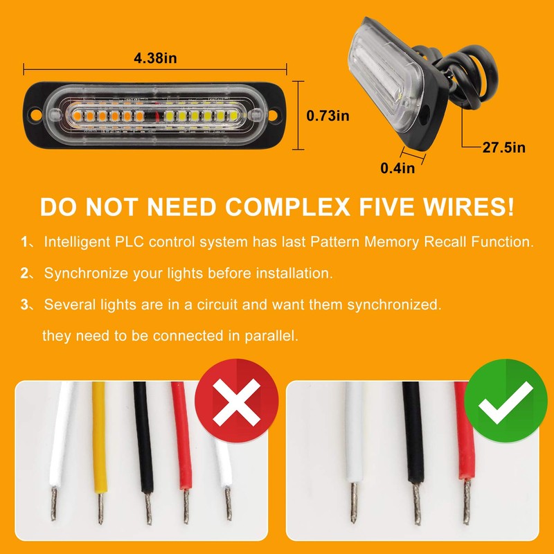 EASE2U E Emergency Strobe Lights, Universal Surface Mount Amber/White Emergency