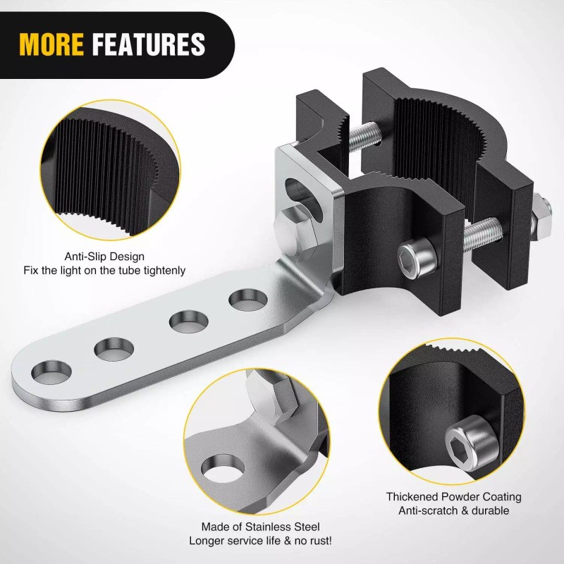 Nilight 2Pcs Motorcycle Tube Clamp Mounting Brackets 0.7 to 1.2Inch