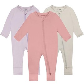 GUISBY Baby Footless Pajamas with 2 Way Zipper, Soft Rayon Long Sleeve with MIttens 3 Piece PJs 18-24 Months