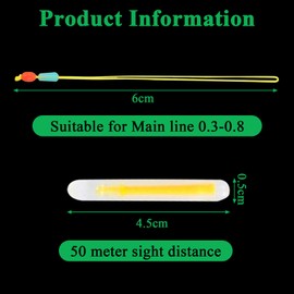 AOUZOVLI 50 x glow sticks fishing fishing glow sticks night light for fishing rod 4.5 x 37 mm glow stick night fishing for night fishing carp predatory fish beginners anglers with 1 PE reinforced
