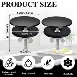 2 Pieces Kitchen Sink Hole Cover, 2 Inch Stainless Steel Faucet Hole Cover, Sink Plug Stopper Kitchen, Sink Tap Hole Cover Kitchen, Kitchen Sink Tap Hole Cover, Sink Hole Cover for Bugs (Black)