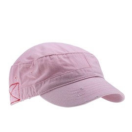 The Vintage Year Washed Cadet Cotton Twill Adjustable Military Radar Distressed Caps (Distressed Pink)
