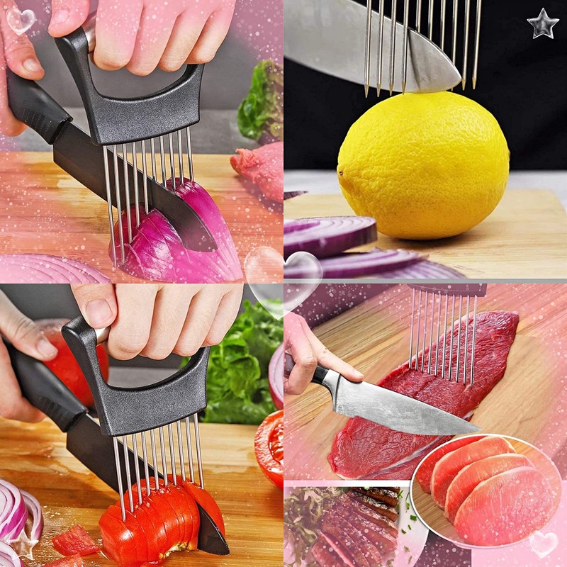 Cooswai Stainless Onion-Holder Slicing-Kitchen Assistant-Vegetable - Upgrade Chopper Slicing Tool,