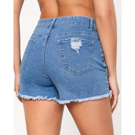 Roskiky Stretch Distressed Denim Ripped Country Concert Outfits for Women Jeans Shorts for Women Medium Blue XL