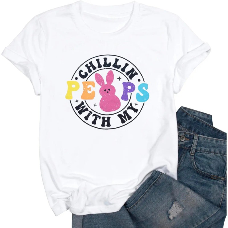 Happy Easter Cute Bunny Shirts Chillin with My Peeps Short