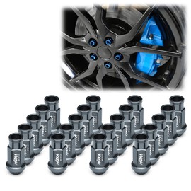 Gunmetal 20 PCS M12x1.25 Lug Nuts Short 50mm Tuner Open End Aluminum Wheels Rims Cap WN01