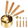 Measuring Cups and Spoons Set, 8 Pack Gold Measuring Spoons