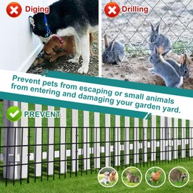 QIEGL 25pcs Garden Fence Animal Barrier 27ft(L) X 17in(H) No Dig Barrier Fencing Dog Rabbits Blocker 9 Vertical Metal Wire Rustproof Border Decorative Fences for Outdoor, Yard, Patio