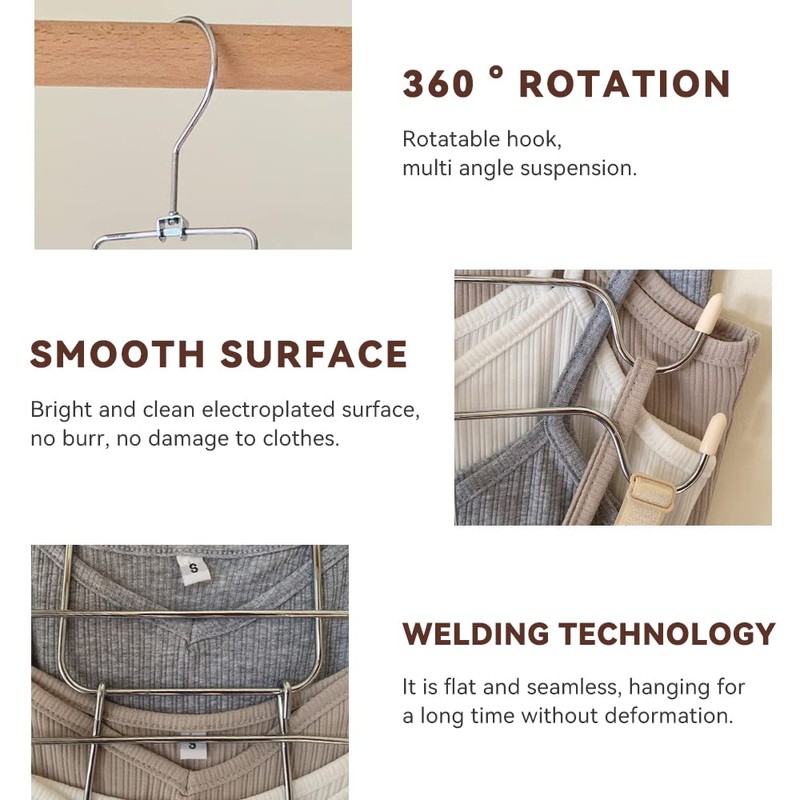 GmeDhc Clothes Hanger, Space-Saving, Foldable, Wardrobe Organiser, Rotatable, Stainless Steel
