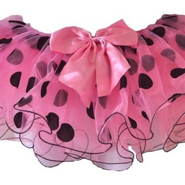 GoForDance Ladybug Costumes Pink with Black Polka Dot 3 Layers Tutu