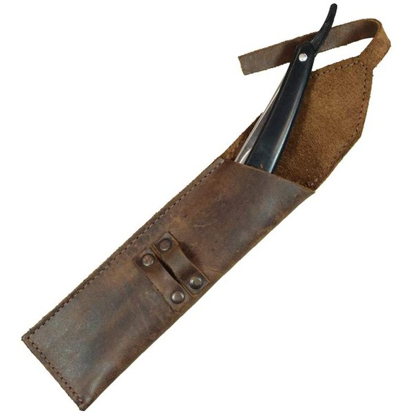 Rustic Leather Straight Razor Case Handmade by Hide & Drink :: Bourbon Brown