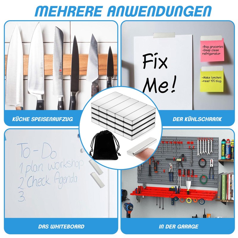 Pack of 20 Magnets Strong Large Rectangular Flat, Neodymium Magnets