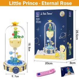 Bocguy Building Block Set Little Prince, Little Prince and Rose Building Blocks with Transparent Dust Cover, Building Block Gift for Mother's Day, Christmas, New Year (Companionship on the Planet)