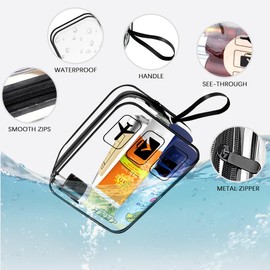 Clear Toiletry Bag,TSA Approved Travel Bags for Toiletries,Quart Size Travel Bag Carry on Airport Airline Compliant Bag,Clear Cosmetic Bags with Zipper