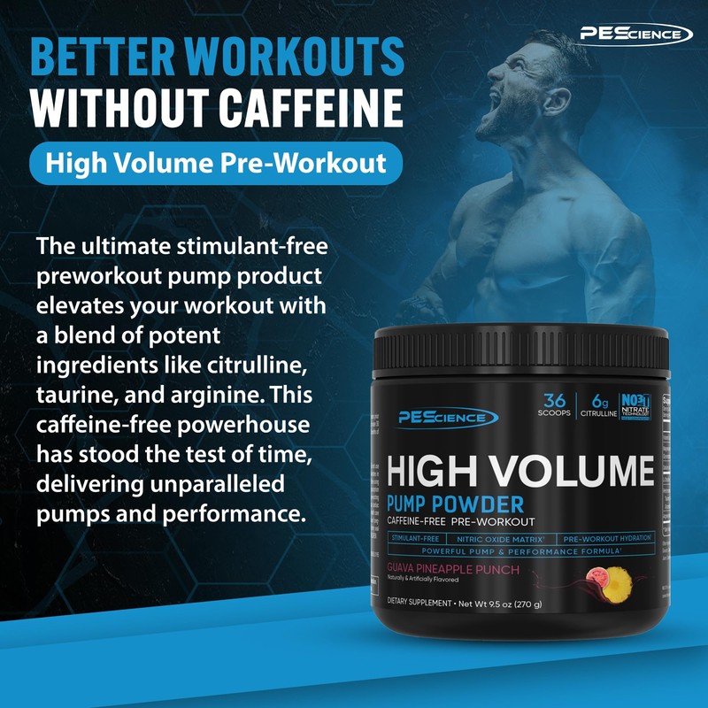 PEScience High Volume Stim-Free Pre Workout Pump Powder, Nitric Oxide