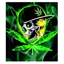 Skull 420 Leaf DIY 5D Diamond Painting Full Drill Art Kits Rhinestone Embroidery Pictures Art Craft 12" x 16"