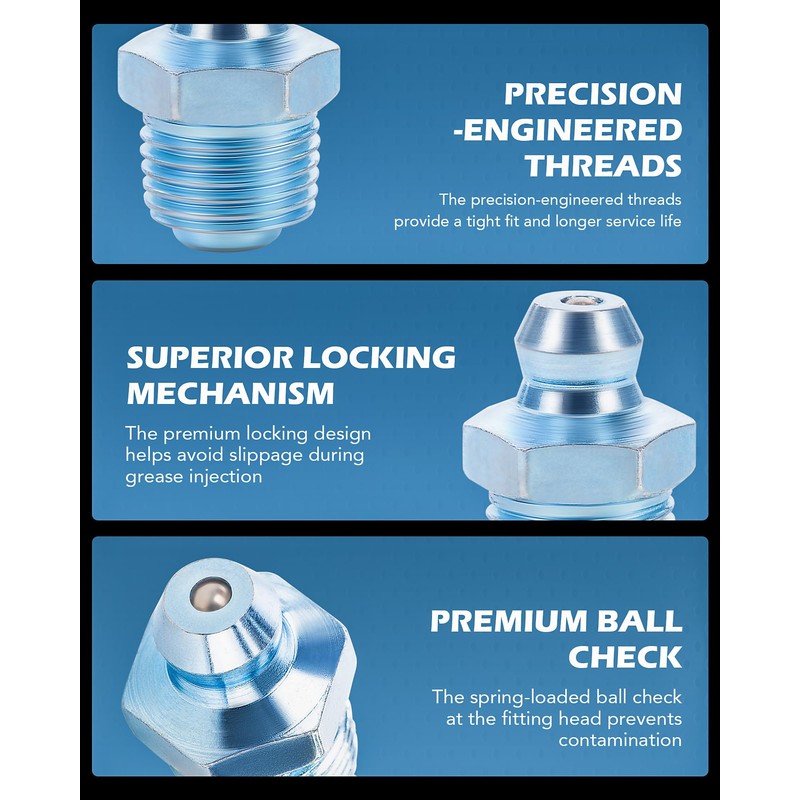 ZELCAN 230pc SAE & Metric Grease Fittings Kit, Hydraulic Grease
