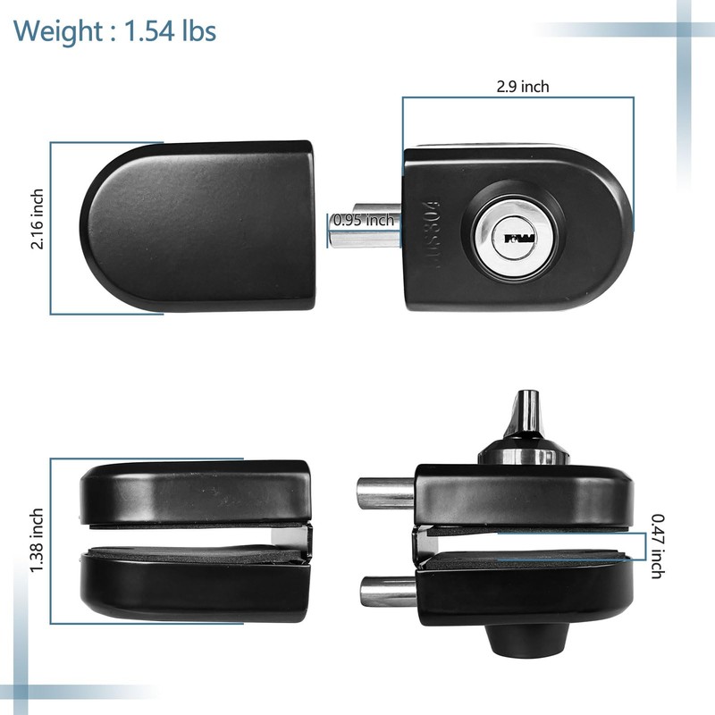 Glass Double Door Lock, no Drill Glass Door Lock Anti-Theft
