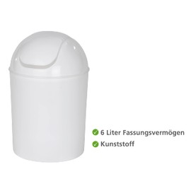 Wenko - 21884100 - economic white oscillating dustbin lid 19.8 x 19.8 x 31.5 cm