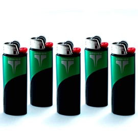 Kasher Classic Lighter Tool Without Lighter - Stainless Steel, Lightweight, Durable Construction, Portable - Fits Any Lighter - Usage as Cutter for Opening Packages - 0.8mm Thick - Pack of 5 (Green)