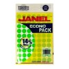 Etiqueta Adhesiva Janel Verde Redonda 19 Mm 560 Pzs
