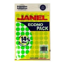 Etiqueta Adhesiva Janel Verde Redonda 19 Mm 560 Pzs