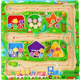 Montessori Magnetic Game Labyrinth Toy from 3 4 5 Years Girls Boys, Magnetic Toy Children, Magnetic Game Motor Skills Toy, Magnets Children's Educational Games, Children's Toy Wooden Toy Gift