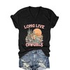 OUMASK Women Long Live Cowgirl Shirt V-Neck Cactus Graphic Tees