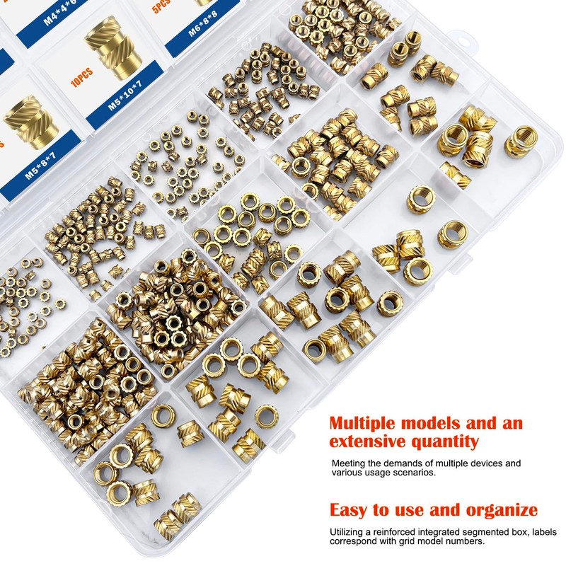Ktehloy 400Pcs Threaded Inserts, M2 M2.5 M3 M4 M5 M6