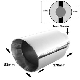 Rumplex Exhaust Trim Round Stainless Steel Sports Exhaust Tailpipe End Pipe Trim Exhaust Tips Tailpipe Trim Silencer Tip Universal Exhaust Pipe Chrome Rustproof