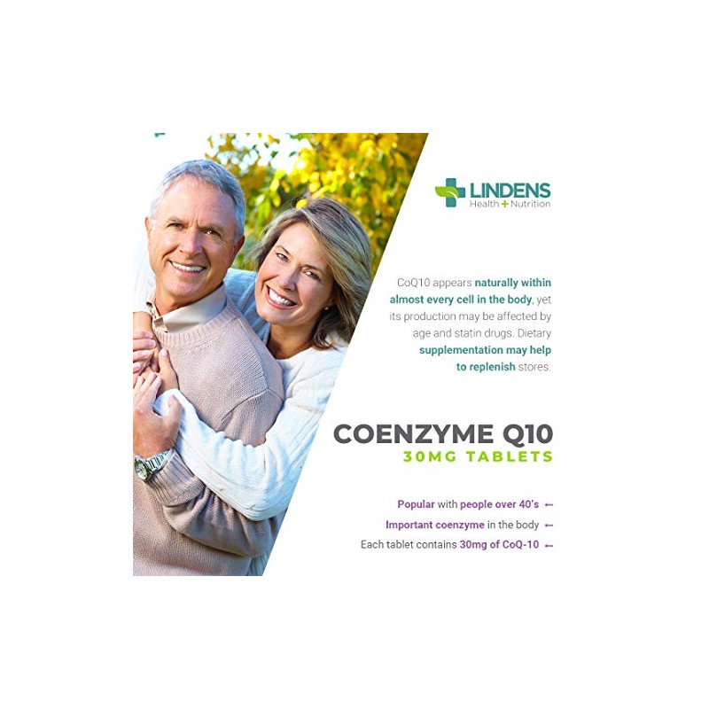 Lindens Coenzyme Q10 30mg - 120 Tablets- Popular for Statin